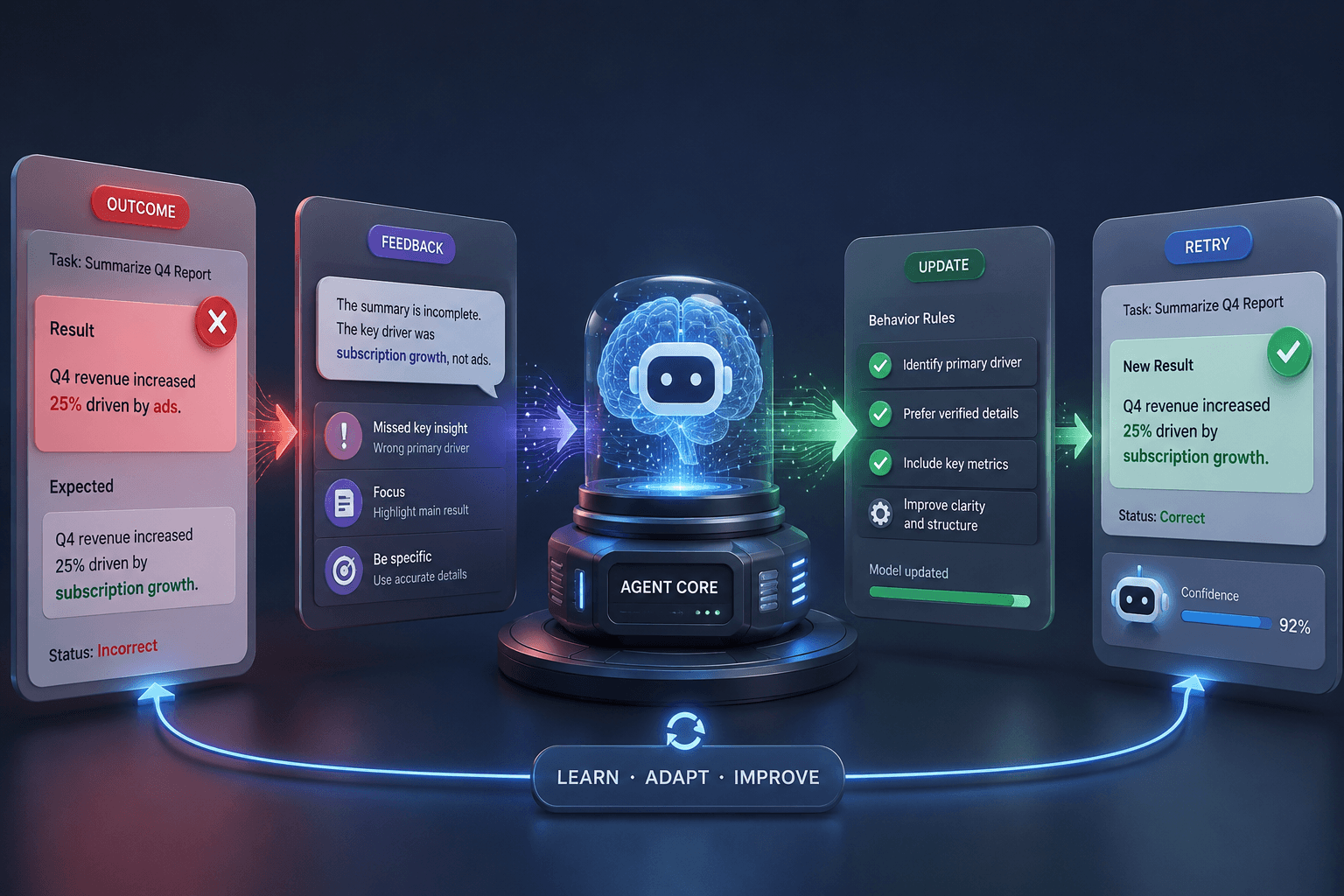 How Do AI Agents Learn From Failures and Adapt Their Behavior?