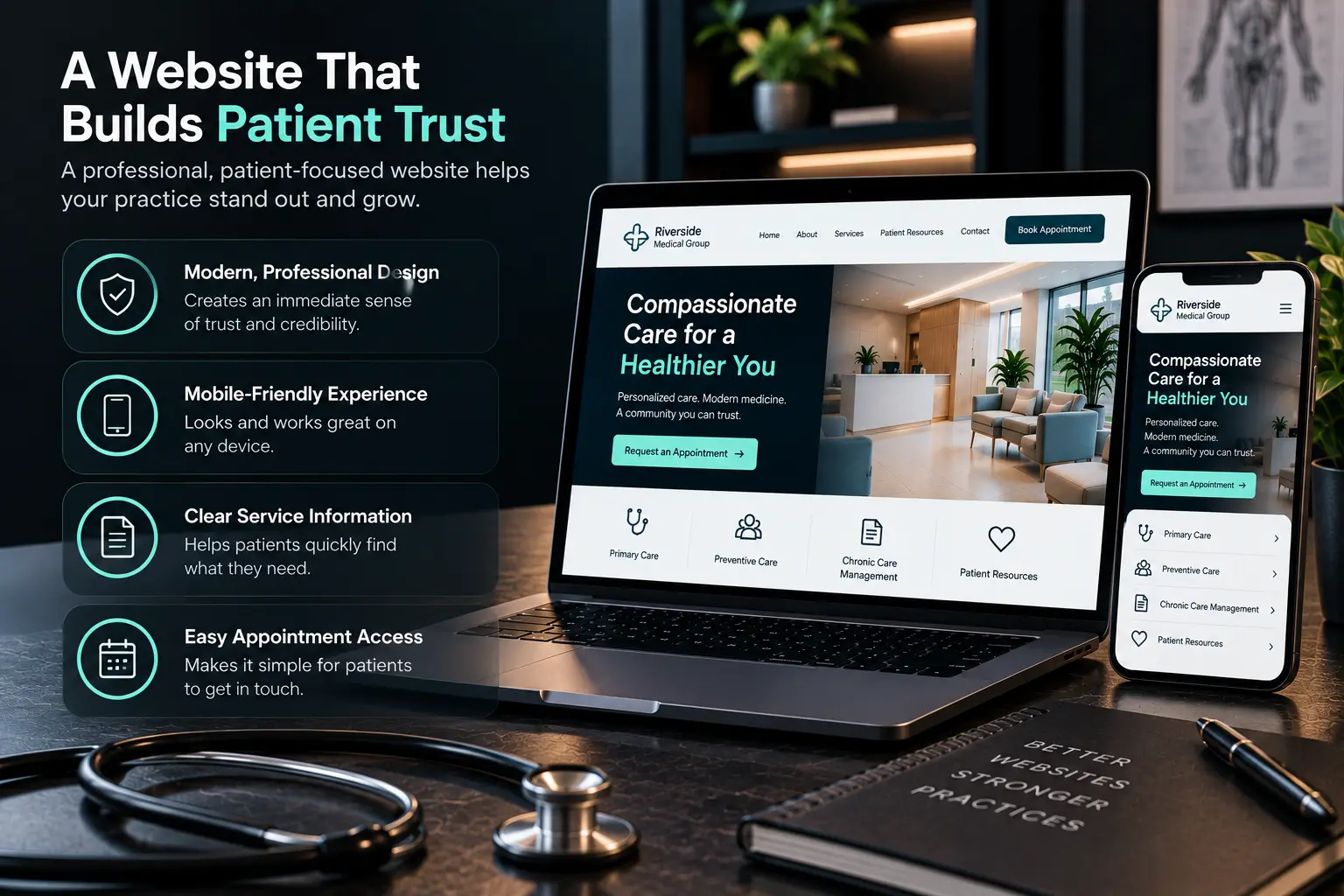 healthcare website design showing mobile friendly layout
