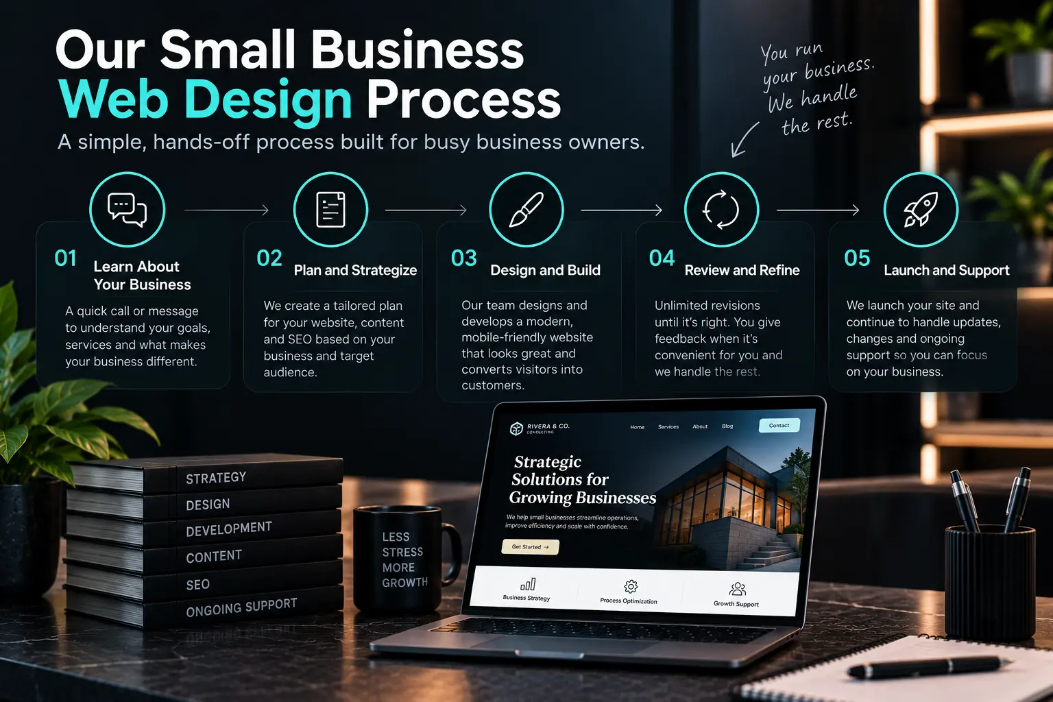 small business web design process infographic